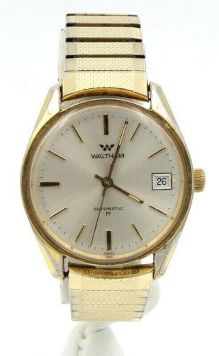 Vintage Waltham Automatic Date Indicator 17 Jewel 34 Mm Wrist Watch Nr 6726