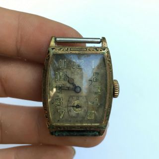Vintage Glycine Watch Co 14k Gold Filled 15 Jewels 4629 Art Deco Tank Watch