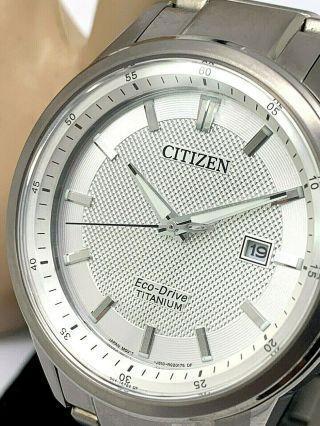 Citizen Eco - Drive Silver Tone Dial Date 42mm Titanium Mens Watch J810 - R006487