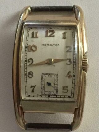 Vintage 14k Gold Filled Wadsworth Hamilton Curvex Style Wrist Watch Running Nr