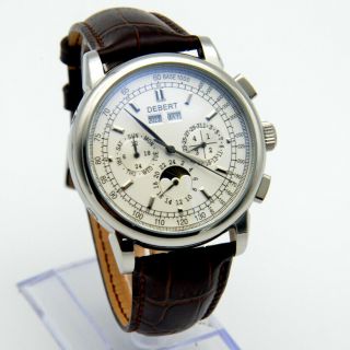 42mm White Dial Date Moon Phase Multi - Function Automatic Mechanical Men 