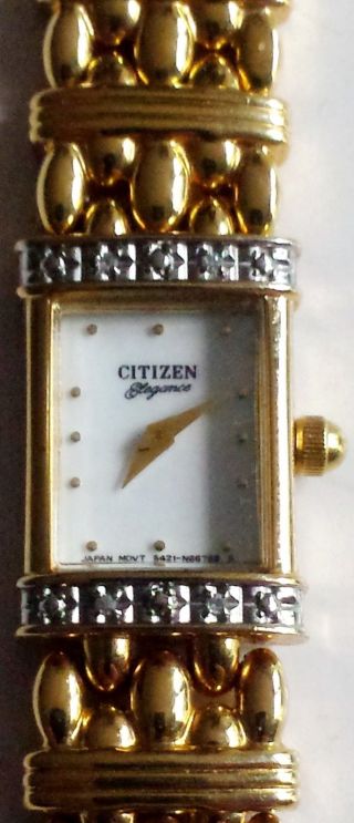Lady Citizen Quartz Watch W/ Mop Dial And Crystal Bezel: 5421 - S84461
