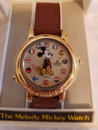 Vintage Mickey Mouse Watch Lorus Musical 10 Melodies Instructions And Box