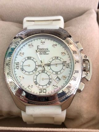 Freelook Stainless Steel Chronograph Mop Diamond Dial Watch