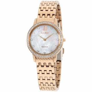 Citizen Silhouette Crystal White Mother Of Pearl Dial Ladies Watch Ex1483 - 50d