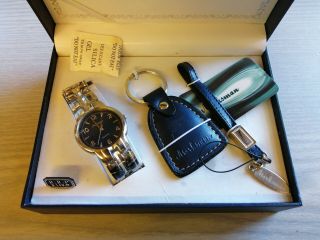 Gentlemans Marksman Quarts Watch And Key Ring In Gift Box (d4)