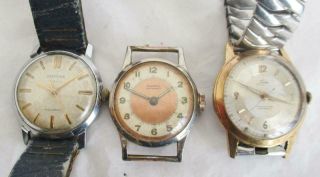 3 Vintage Mens Wind Up Watches Guildhall,  Gold Plated Lindex & Sekonda
