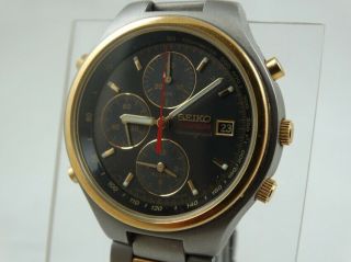 Seiko Alarm Chronograph 7t32 - 7000 Titanium Japan Mens Quartz Date Watch