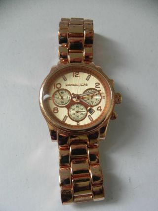 Michael Kors Mk - 3059 Stainless Steel Rose Gold Chronograph Watch Needs Battery