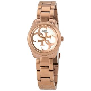 Guess Micro G Twist Silver Dial Rose Gold - Tone Ladies Watch W1147l3