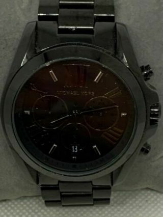 Michael Kors Mk5550 Unisex Watch Chronograph Black Ion Plated Analog 42mm B766