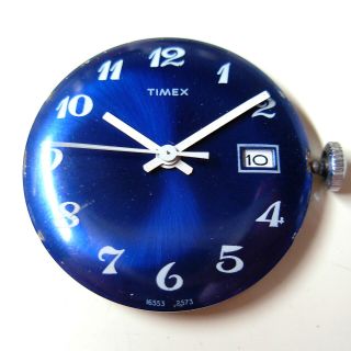 Vintage 1973 Blue Dial Timex Mercury Men’s Watch - White Band 5
