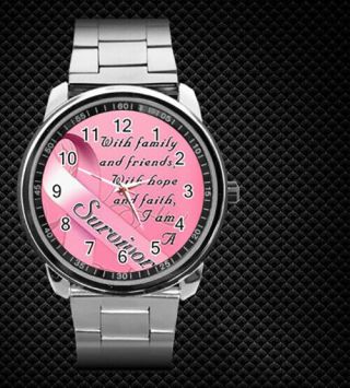 Breast Cancer Survivor Pink Ribbon Steel Watch 2019 (rare)