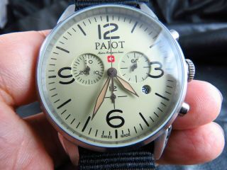 Swiss Made All Steel Pajot Chronograph Pilot Quartz Men Watch