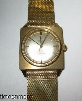 Vintage 14k Gold Omega 570 Automatic Seamaster Square Case Watch B6687