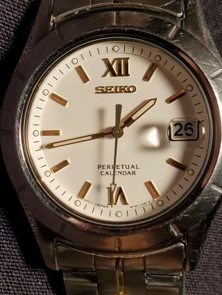 Seiko Perpetual Calendar Two - Tone Men’s Watch 8f32 - 0070 Needs Battery