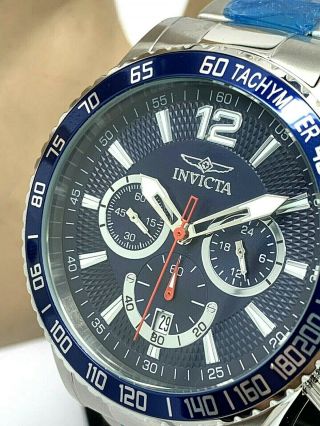 Invicta Specialty Quartz Silver Tone Stainless Steel Blue Dial Men 