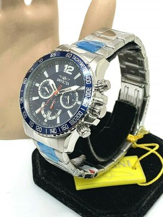 Invicta Specialty Quartz Silver Tone Stainless Steel Blue Dial Men ' s Watch 15610 2