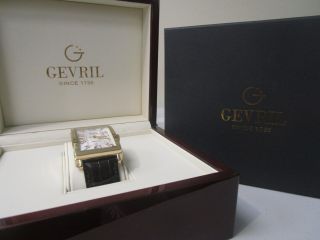 Gevril Men ' s 5164 Avenue of Americas Automatic Gold IP Steel Brown Leather Watch 2