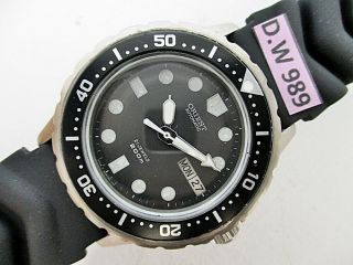 Vintage Chunky Orient Diver Day Date Auto 46939860 Ca Ss Midsize Dw989 Watch $1