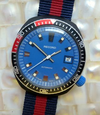 Longines Record Automatic 1970s Vintage Divers Watch Old Stock Fwo Lovely