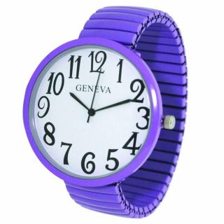 Geneva Large Stretch Watch Clear Number Easy Read (lavender)