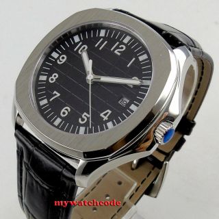 40mm Bliger Sterile Black Dial Date Sapphire Glass Automatic Square Mens Watch