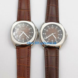 40mm Bliger Sterile Coffee Dial Date Sapphire Glass Automatic Square Mens Watch