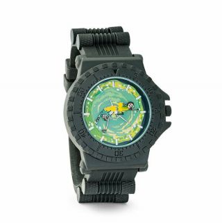 Rick And Morty Portal Wrist Watch Officially Licensed Matte Black 3 Hand