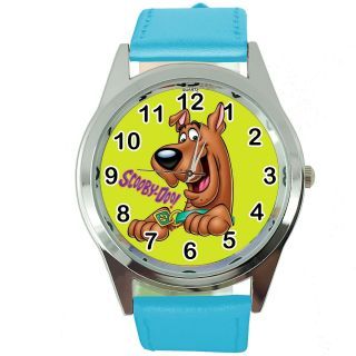 Scooby Doo Shaggy Cartoon Film Movie Dvd Video Game Blue Leather Steel Watch E2