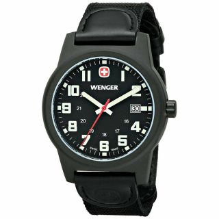 Wenger 41mm Black 24hr Dial Pvd Ss 100m Field Classic Watch 72815