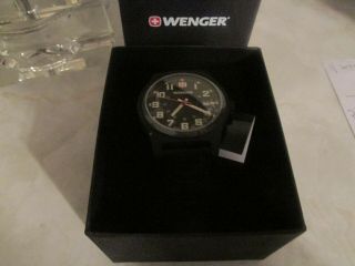 WENGER 41MM BLACK 24HR DIAL PVD SS 100M FIELD CLASSIC WATCH 72815 4