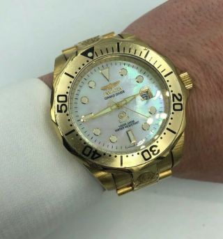 Invicta 47mm Grand Diver Automatic Mother - Of - Pearl Dial Gold Tone Bracelet
