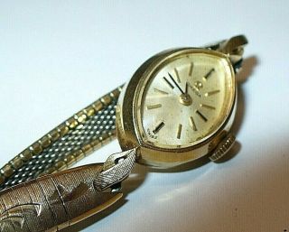 Vintage Omega Ladies Gold Tone Watch Running Nicely Tissot Crown,  Safety Chain