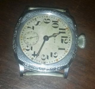 Old Vintage Elgin Art Deco Mens Wristwatch Illinois Case