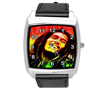 Bob Marley Jamaica Reggae Rasta Soul Black Leather Music Square Cd Dvd Watch E2