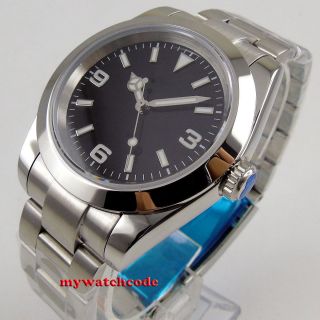 40mm Bliger Sterile Black Dial Solid Case Sapphire Glass Automatic Mens Watch