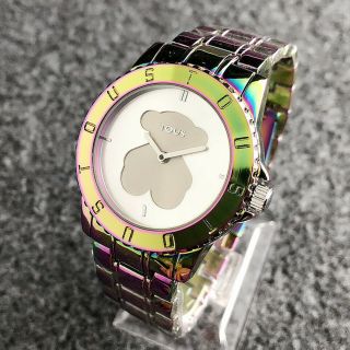 Cartoon Bear Watch Colorful Series Quartz Stainless Steel Lady Jewelry Gifts