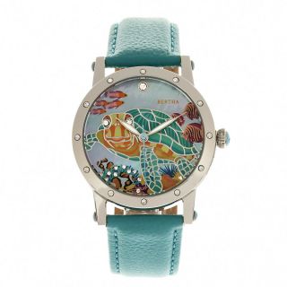 Bertha Chelsea Turtle Mop Dial Turquoise Leather Women 