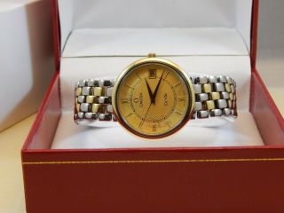 Omega De Ville Prestige 18ct Solid Gold And Stainless Steel Mens Watch,  Box
