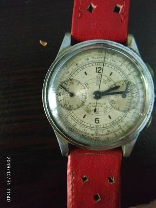 Vintage Collectible Berthoud Chronograph Watch.  Universal Geneve Cal.  385