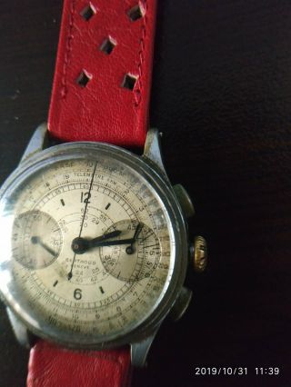 VINTAGE COLLECTIBLE BERTHOUD CHRONOGRAPH WATCH.  UNIVERSAL GENEVE cal.  385 2