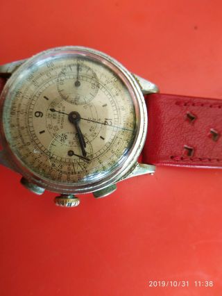 VINTAGE COLLECTIBLE BERTHOUD CHRONOGRAPH WATCH.  UNIVERSAL GENEVE cal.  385 4
