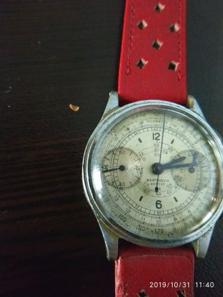 VINTAGE COLLECTIBLE BERTHOUD CHRONOGRAPH WATCH.  UNIVERSAL GENEVE cal.  385 7