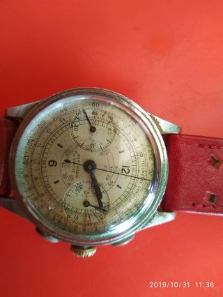 VINTAGE COLLECTIBLE BERTHOUD CHRONOGRAPH WATCH.  UNIVERSAL GENEVE cal.  385 8
