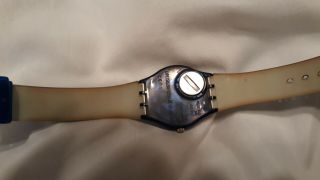 Multi colored Blue Swatch Watch.  Women ' s with second hand and water resistant 2