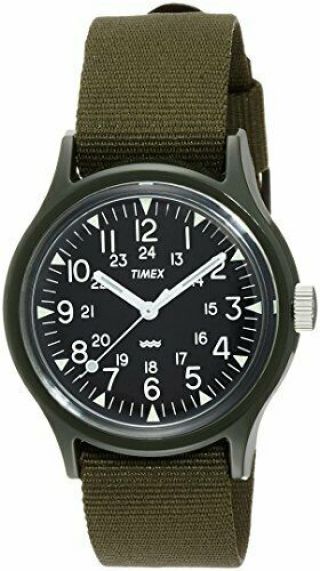 Timex Vietnam Campers 36mm Black Dial Khaki Nylon Strap Watch