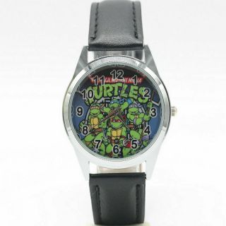 Teenage Mutant Ninja Turtle Tmnt Cartoon Leather Analog Quartz Wrist Watch Black