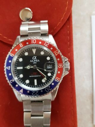 Alpha Submariner Gmt Watch Automatic Movement Black Dial