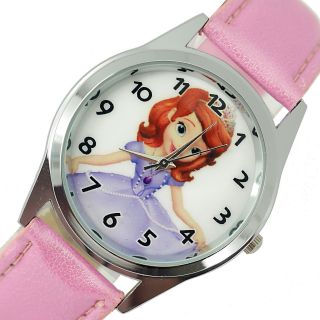 Sofia The First Princess Pink Leather Dvd Film Movie Girl Fairy Tale Steel Watch